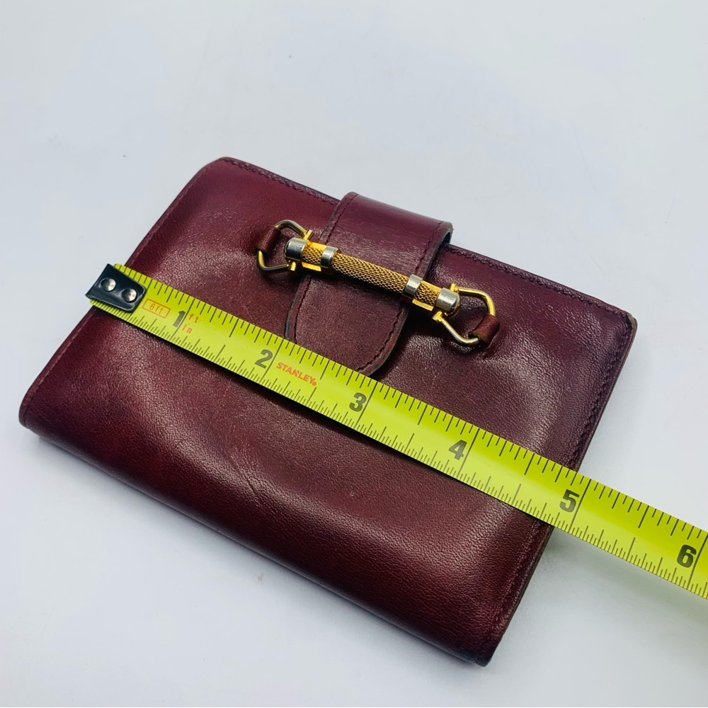 Vintage Burgundy Leather Wallet with Gold Horsebit Detail – Equestrian Style - Picture 14 of 16